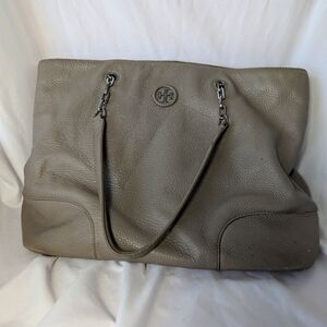 Tory Burch grey leather slouchy hobo bag